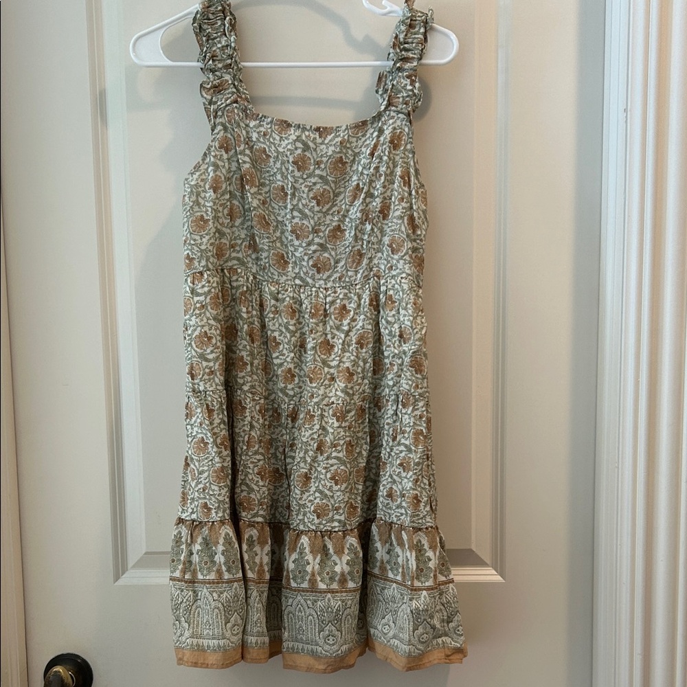 Blu Pepper Floral tier ruffle sleeveless elastic straps/tube back Dress lined M